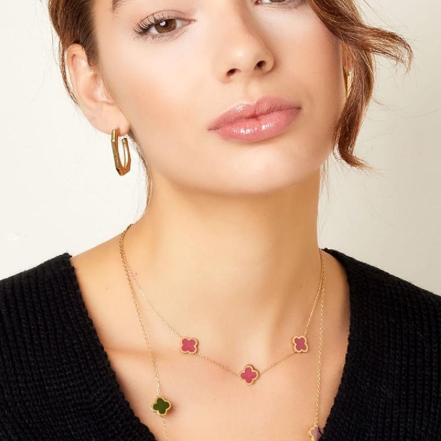 Necklace three colorful clovers Picture4